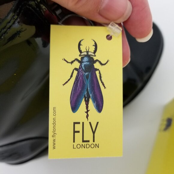 NWY Fly London Patent Leather Zip Front Ankle Boots 37, Goth, Grunge, Whimsigoth - Picture 7 of 12